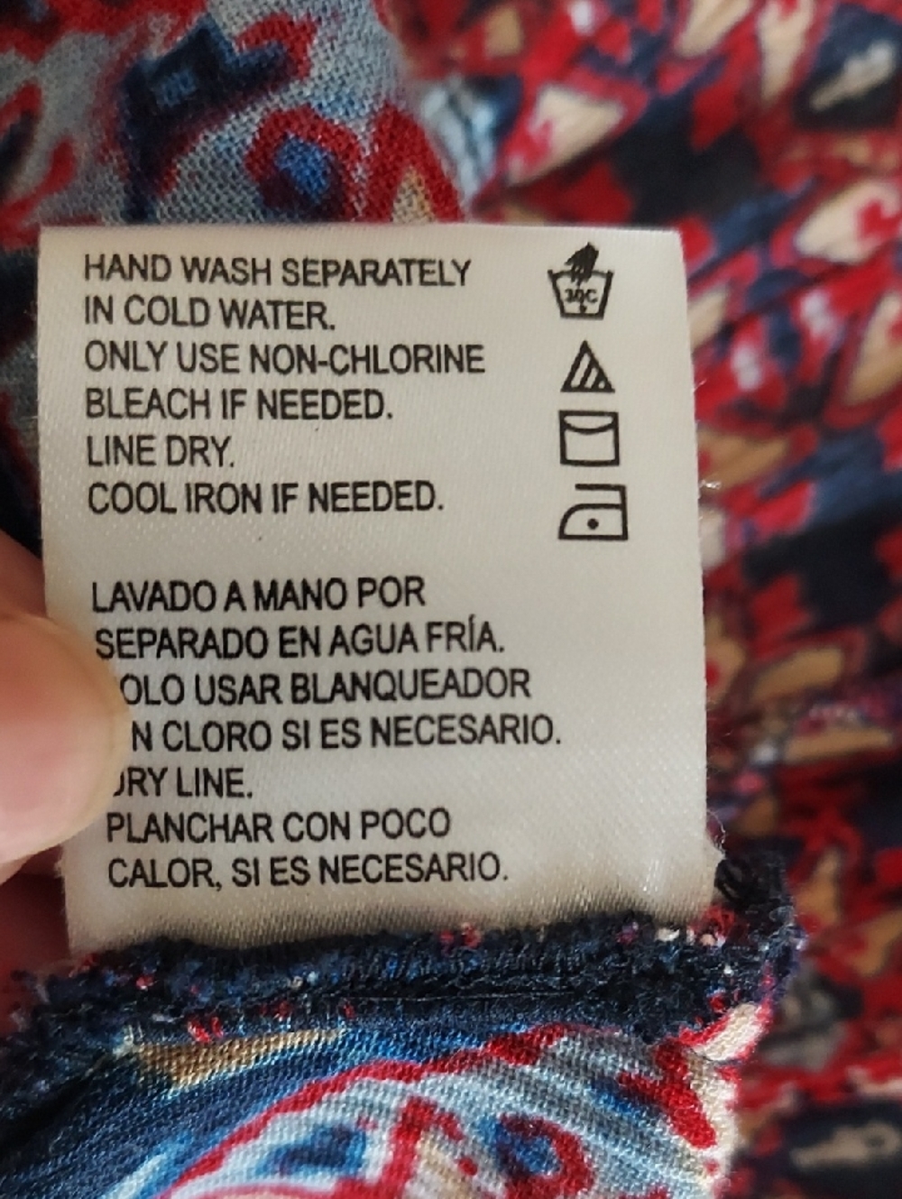 Bila Red and Navy Printed Rayon Top - Picture 8 of 8